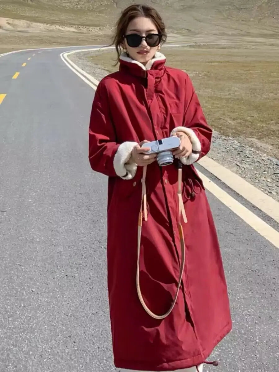 Down Cotton Parkas Jacket Women's Mid-length Over The Knee 2025 New Korean Loose Fashion Winter Padded Female Thickened