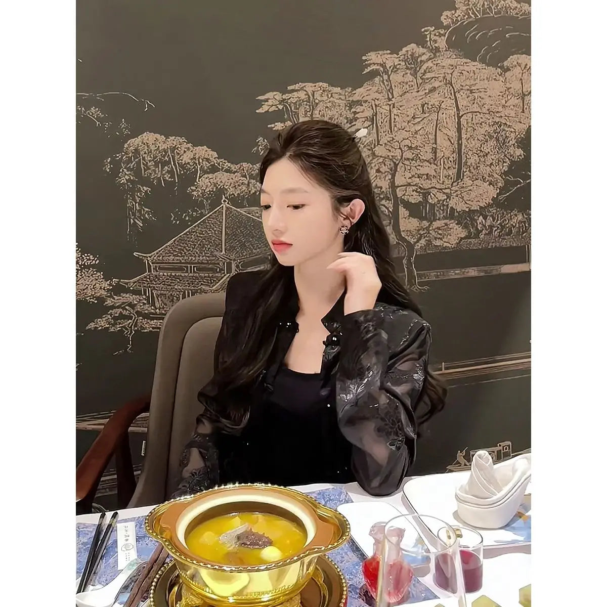 Summer tang suit top shirt qipao jacket chinese style suit costume lady Long-sleeved sunscreen shirt elegant lady cheongsam tops