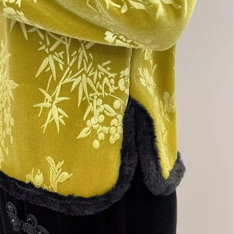 Women's Jacket Autumn and Winter Chinese Style Buckle Plus Velvet Bottoming Shirt Retro Fashion Slim Temperament Coat Outerwears