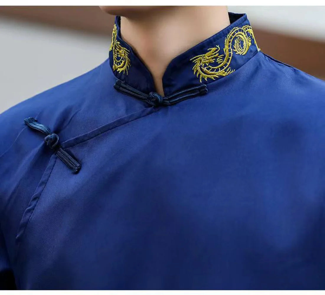 Red Black Pink Traditional Chinese Dresses Large Size Tang Suit Men Robe Brother Costume Cross Talk Gown Cheongsam Weddin Dress