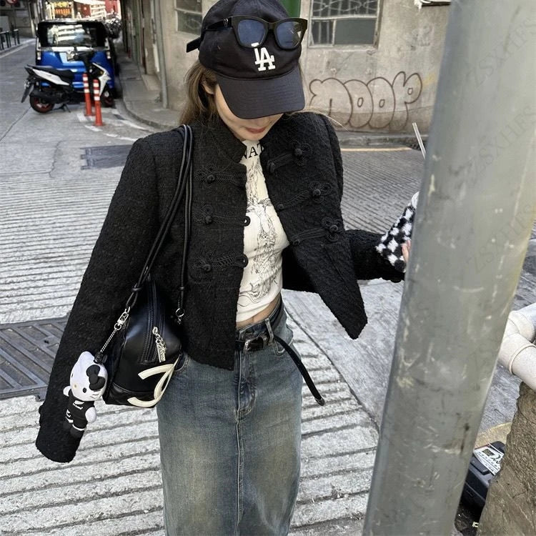 New Chinese Style Jackets cardigan Jacket Vintage Handmade Chinese Knot Button Fastener Cheongsam Costume Tang Suit Jacket Coats