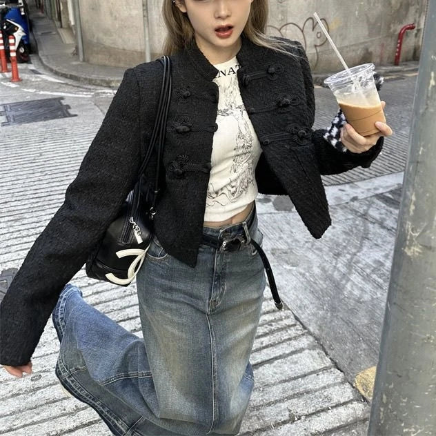 New Chinese Style Jackets cardigan Jacket Vintage Handmade Chinese Knot Button Fastener Cheongsam Costume Tang Suit Jacket Coats