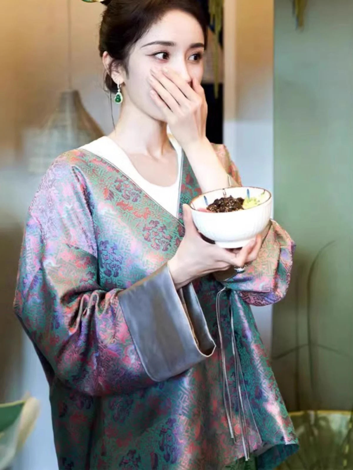 New Chinese Sle Song Jin Embroidered Jaet Women's High-End V-ne Belted Open Cardigan Top Autumn Loose Fit Long Sve