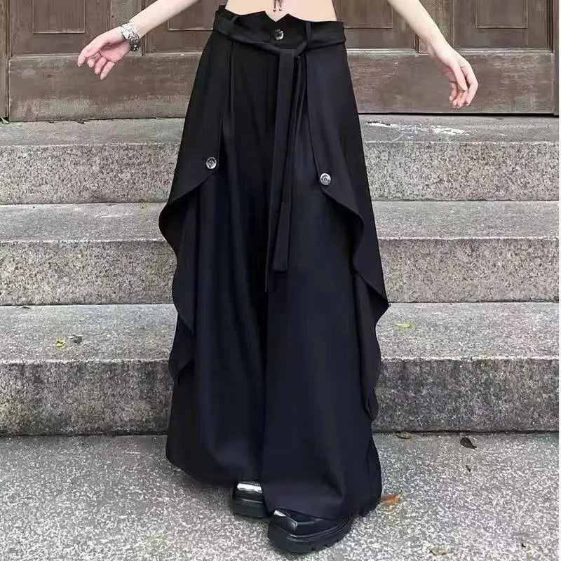 Niche Dark Black Costume New Chinese Style Long Sleeved Slanted Strap Top Shirt Vintage Bisex y2k Fashion Outfits Trendy Cool