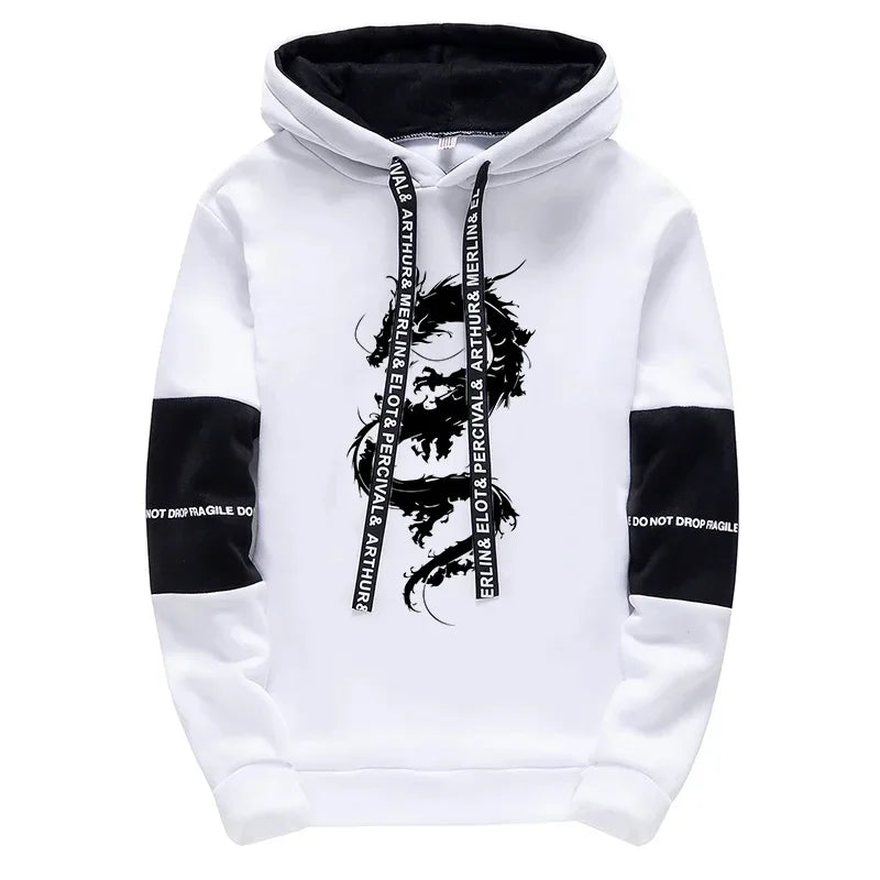 Chinese Dragon Printed Hoodie and Sweatpants High Quality Male Daily Casual Sports Hooded Sweatshirts Jogger Pants Men's Clothes