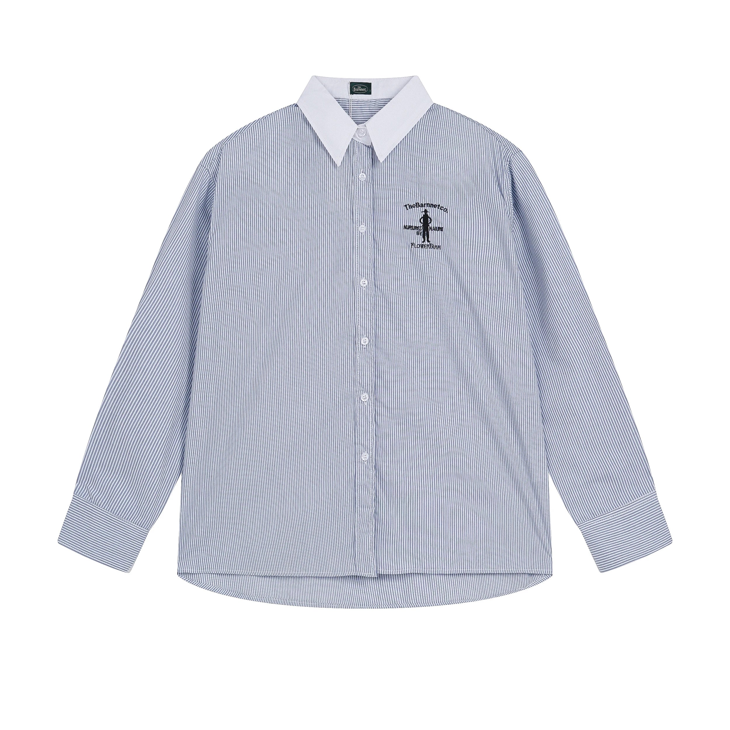 Blue Plaid Casual irt for Women Classic Striped Cotton irt Loose Fit Long Sve UV Protection Chinese Brand the Barnnet