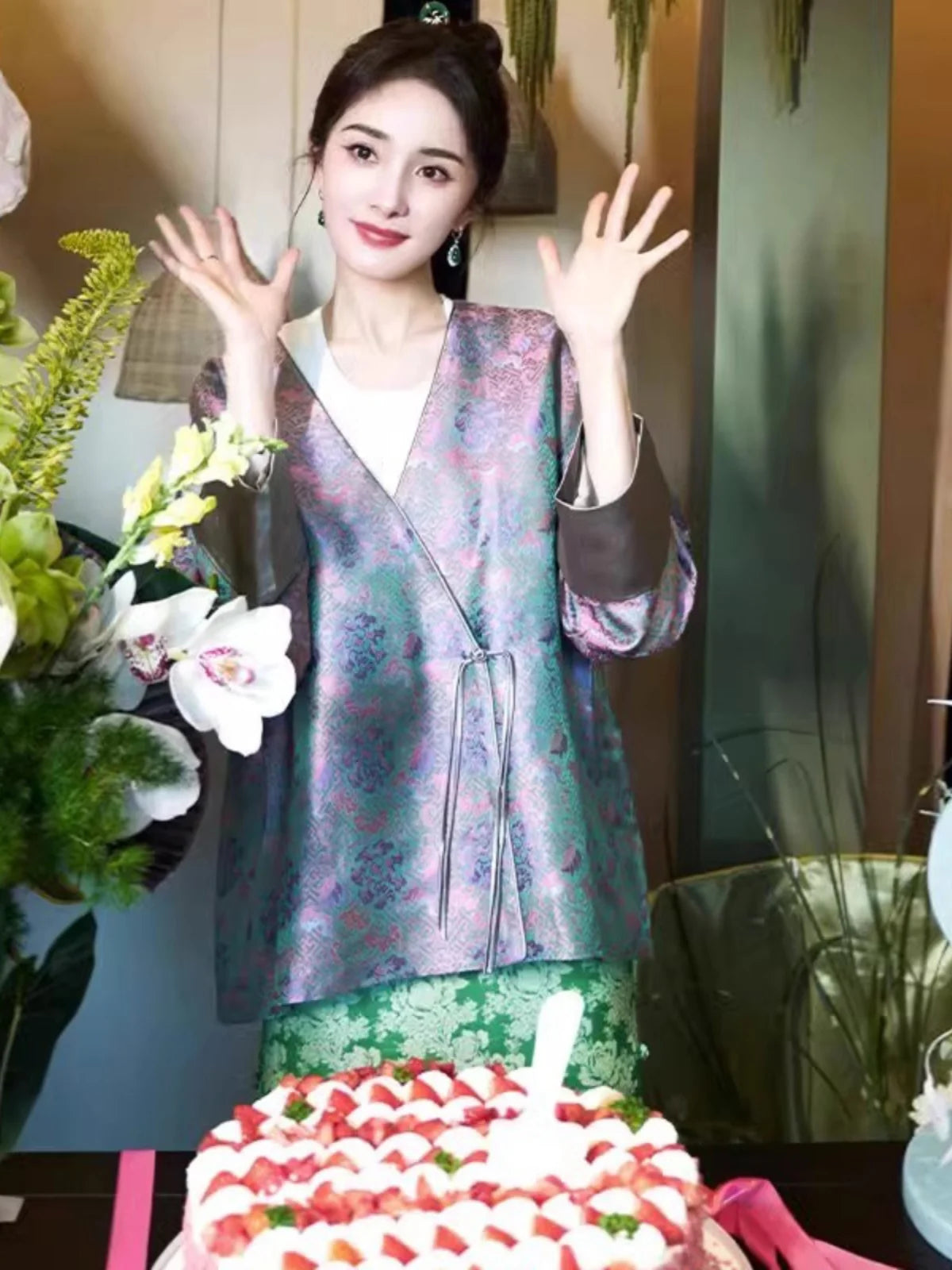 New Chinese Sle Song Jin Embroidered Jaet Women's High-End V-ne Belted Open Cardigan Top Autumn Loose Fit Long Sve