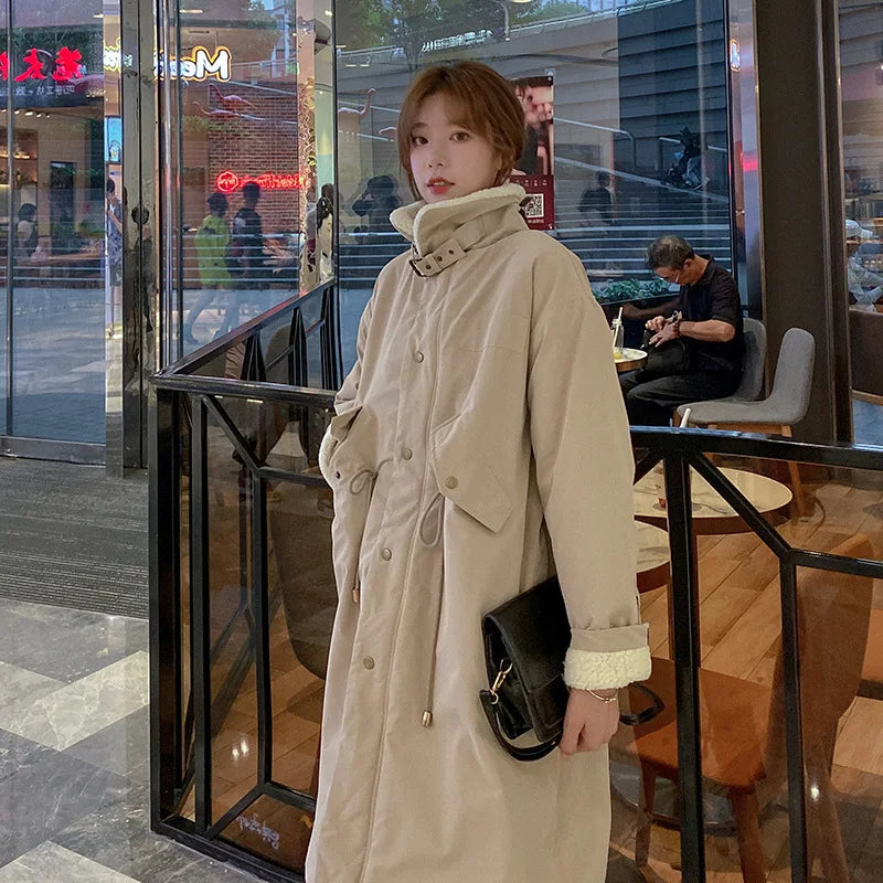 Down Cotton Parkas Jacket Women's Mid-length Over The Knee 2025 New Korean Loose Fashion Winter Padded Female Thickened