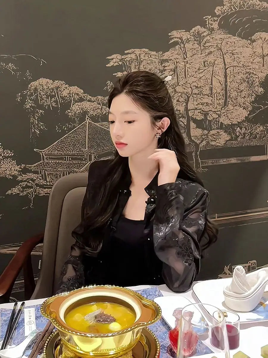 Summer tang suit top shirt qipao jacket chinese style suit costume lady Long-sleeved sunscreen shirt elegant lady cheongsam tops