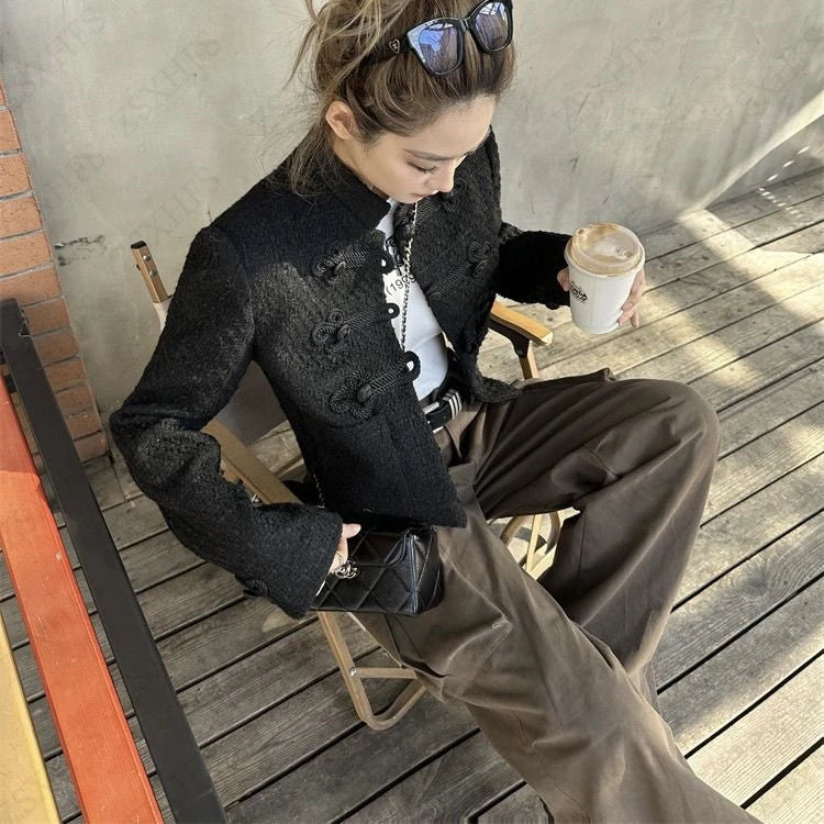 New Chinese Style Jackets cardigan Jacket Vintage Handmade Chinese Knot Button Fastener Cheongsam Costume Tang Suit Jacket Coats