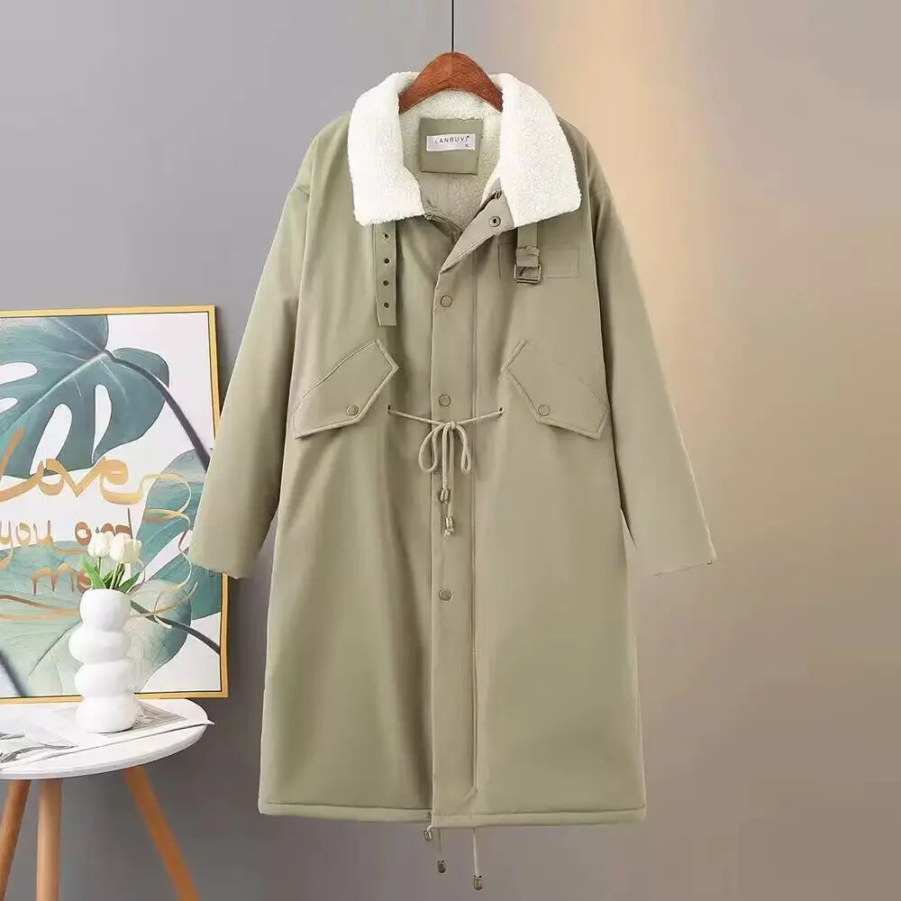 Down Cotton Parkas Jacket Women's Mid-length Over The Knee 2025 New Korean Loose Fashion Winter Padded Female Thickened