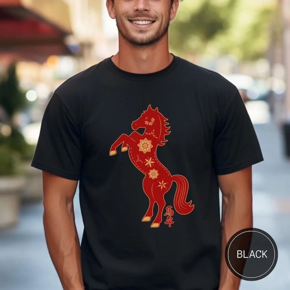 2026 Chinese New Year Shirt Year of The Horse T-Shirt Chinese Zodiac Gift Clothing Lunar New Year Tee Men Women Fashion Tops