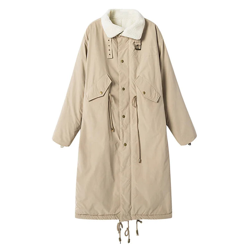 Down Cotton Parkas Jacket Women's Mid-length Over The Knee 2025 New Korean Loose Fashion Winter Padded Female Thickened