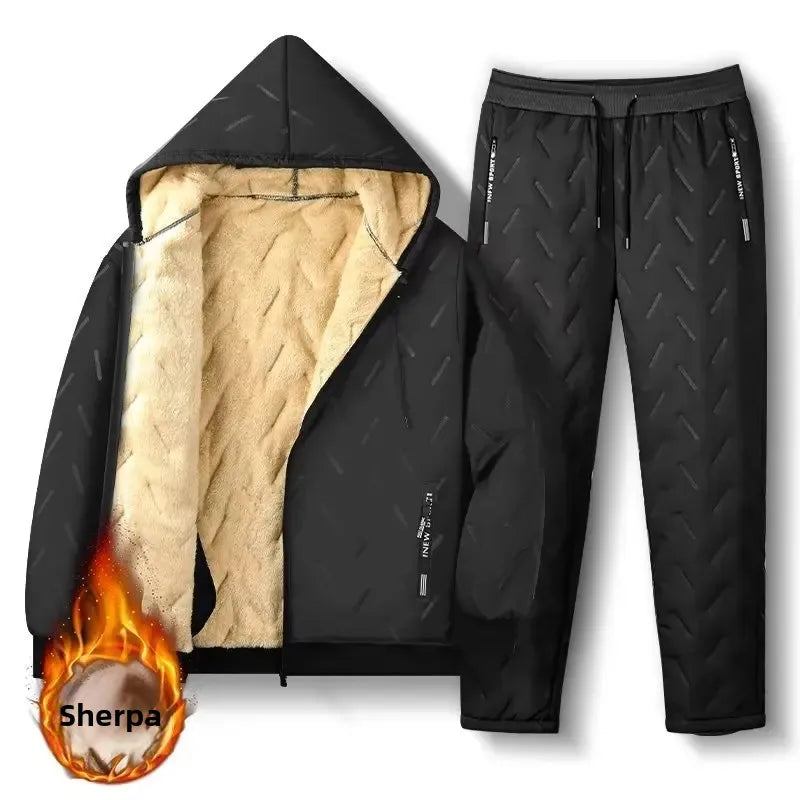 Lamb Velvet Fleece Lined Thickened Men's Cotton Jacket Winter Outerwear Warm Loose plus Size Dad Style Cotton Coat