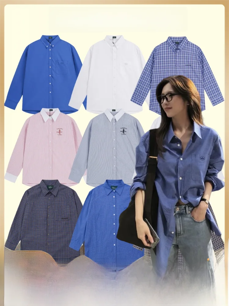 Blue Plaid Casual irt for Women Classic Striped Cotton irt Loose Fit Long Sve UV Protection Chinese Brand the Barnnet