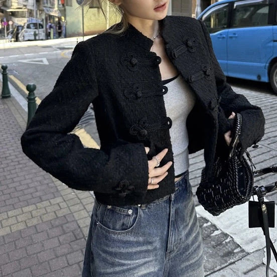 New Chinese Style Jackets cardigan Jacket Vintage Handmade Chinese Knot Button Fastener Cheongsam Costume Tang Suit Jacket Coats