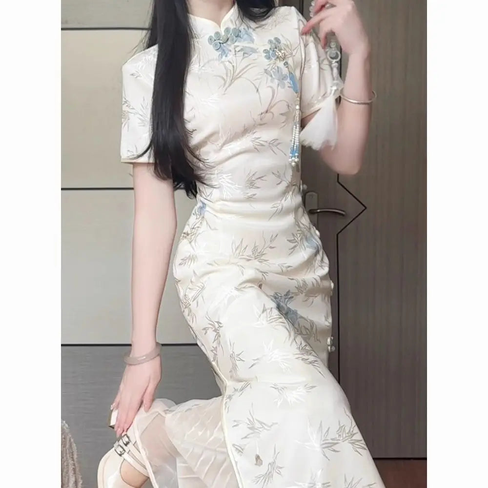 Chinese Cheongsam Dress - Elegant Modernized Long Skirt, High-End Traditional Outfit for Women