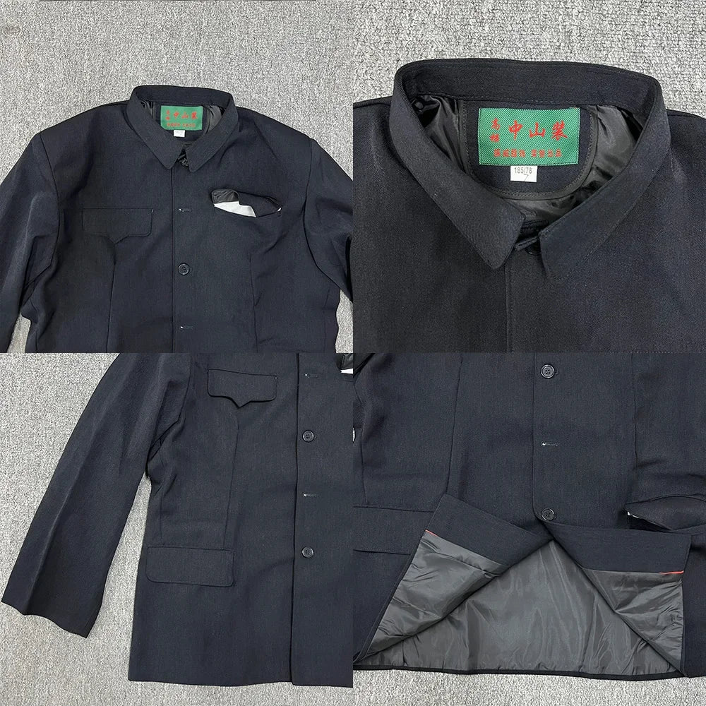 Autumn Stand-up Collar Overcoat Trousers Suit Middle-aged Chinese Style Loose Casual High Street Jackets Pants Set/single Pice