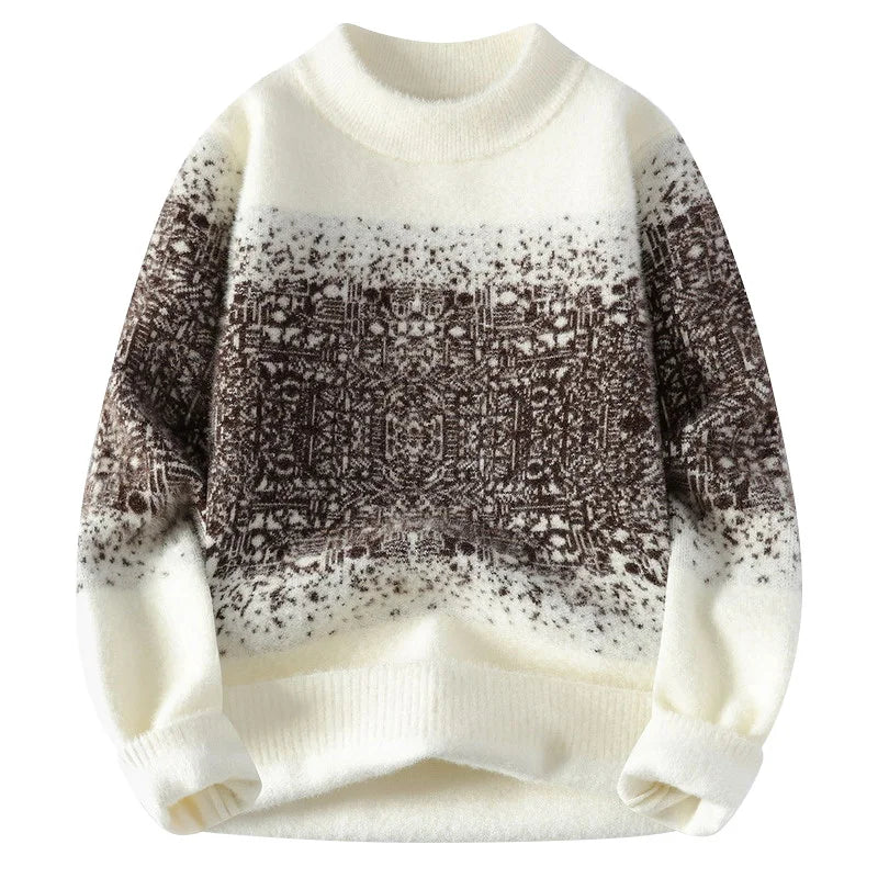 Retro Contrasting Men's Brand Clothing/ Autumn Winter Casual Cashmere Knitted Pullover/ Men's Warm Round Neck Base Sweater