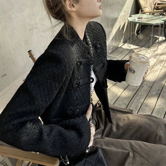 New Chinese Style Jackets cardigan Jacket Vintage Handmade Chinese Knot Button Fastener Cheongsam Costume Tang Suit Jacket Coats