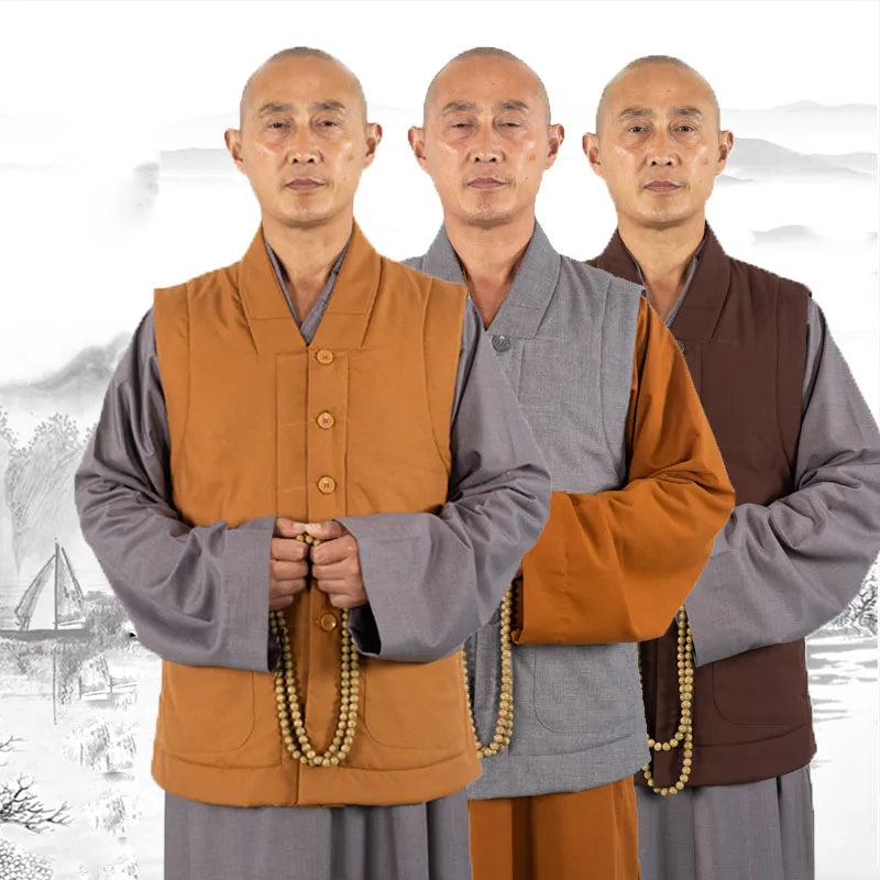 Winter Vest for Buddhist Robe Shaolin Kung Fu Uniform Meditation Suit Wushu Martial Arts Clothes for Men and Women